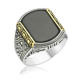 Silver Black Stone Men's Ring